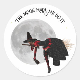 Tipsy Hexe auf Flying Broom-Aufklebern Runder Aufkleber