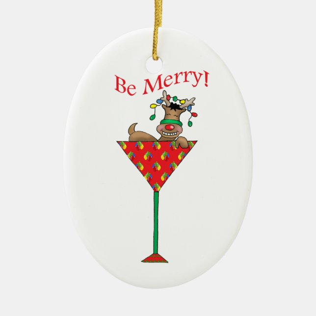 Tipsy-tinis Rentier Keramik Ornament (Vorne)