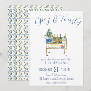 Tipsy & Toasty Christmas Party Bubbly Invitation