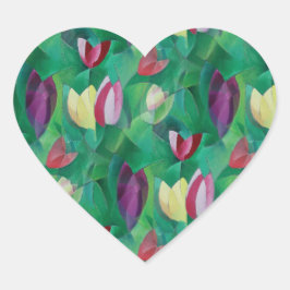 Tiptoe durch die Tulpen Herz-Aufkleber