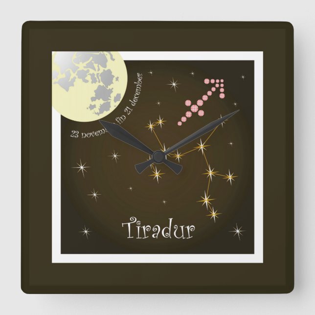 Tiradur 23. November, 21. Dezember Quadratische Wanduhr (Vorderseite)