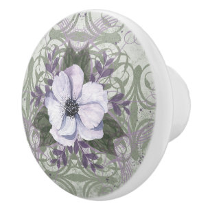Tirage de bouton en mode Sage et Lavender Floral