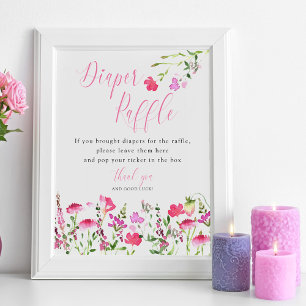 Tirage de couche rose affiche de fête prénatale Fl
