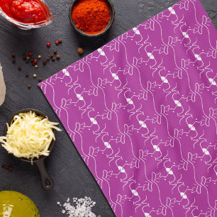 Tirage de ligne moderne Chien rose blanc serviette