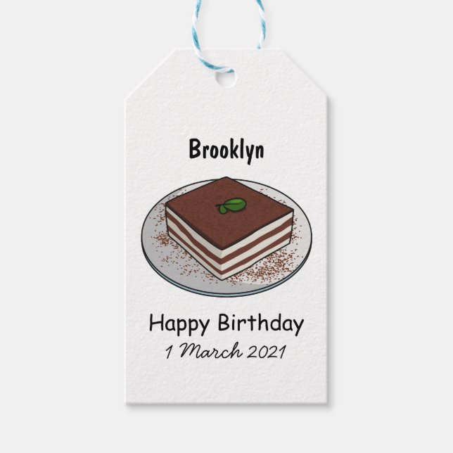 Tiramisu cake Cartoon Geschenkanhänger (Vorderseite)