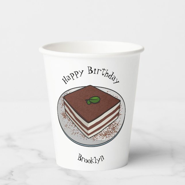 Tiramisu cake Cartoon Pappbecher (Vorderseite)