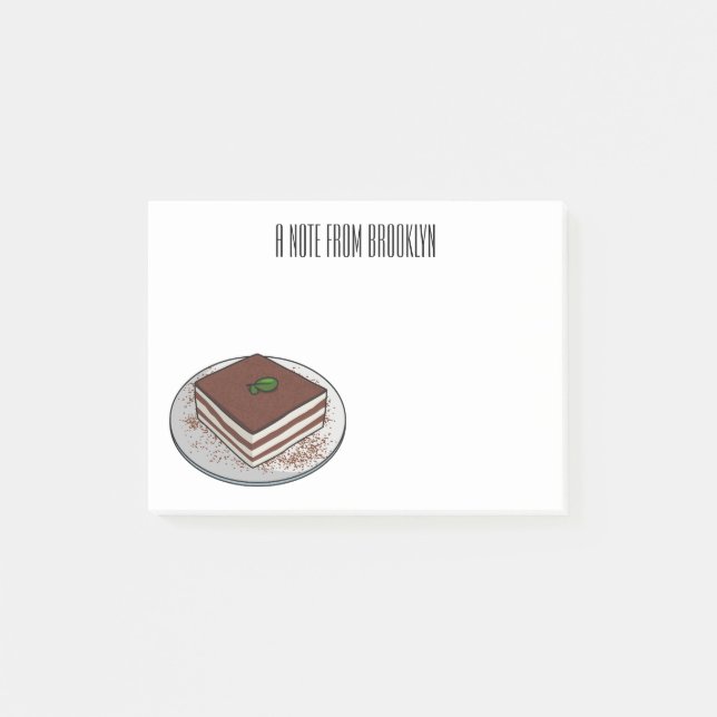 Tiramisu cake Cartoon Post-it Klebezettel (Vorderseite)