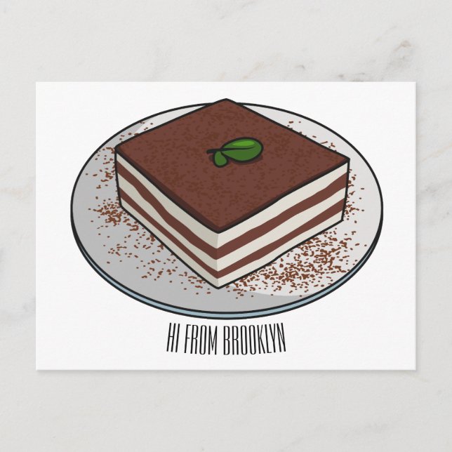 Tiramisu cake Cartoon Postkarte (Vorderseite)