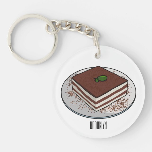 Tiramisu cake Cartoon Schlüsselanhänger (Vorderseite)
