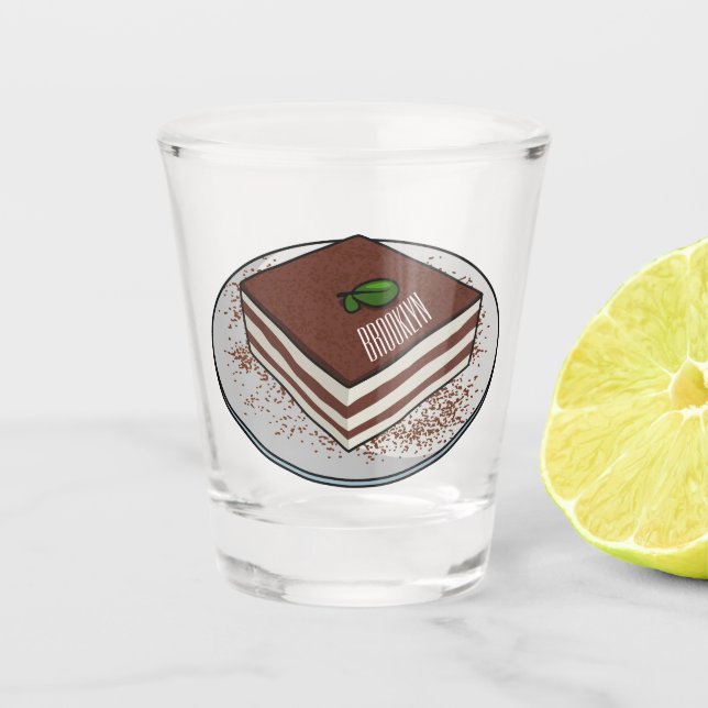 Tiramisu cake Cartoon Schnapsglas (Vorderseite)