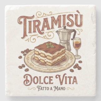 Tiramisu Dolce Vita Italienisches Dessert Steinuntersetzer