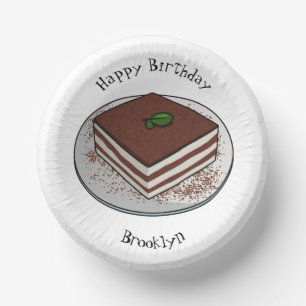 Tiramisu-Torte Cartoon-Illustration Pappteller