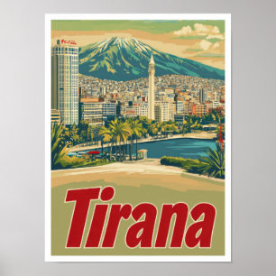 Tirana Albanien Kunst Vintage Reiseillustration Poster