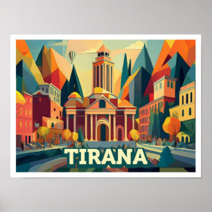 Tirana Albanien Reise künstlerisch farbenfroh Poster