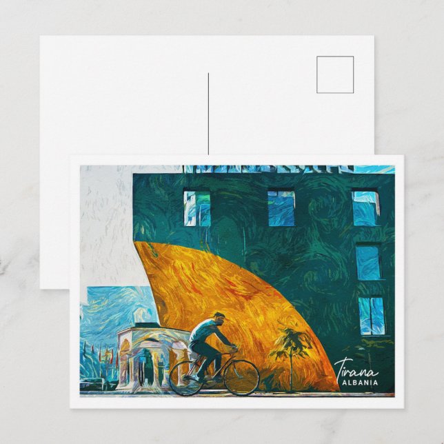 Tirana Albanien Schöne Öl-Paint Landschaft Postkarte (Vorne/Hinten)