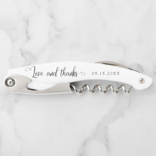 Tire-bouchon Amour et merci Mariage minimaliste Script élégant