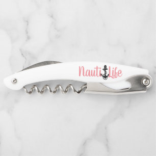 Tire-bouchon Ancre nautique mignonne + lettres NAUTI LIFE