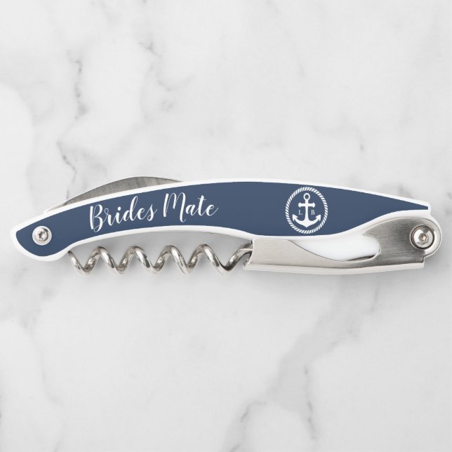 Tire-bouchon Ancre nautique Monogramme Mariées Mate Bridesmaid  (Dos)