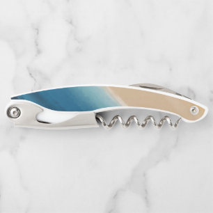 Tire-bouchon Aquarelle moderne Gold Blue Beach