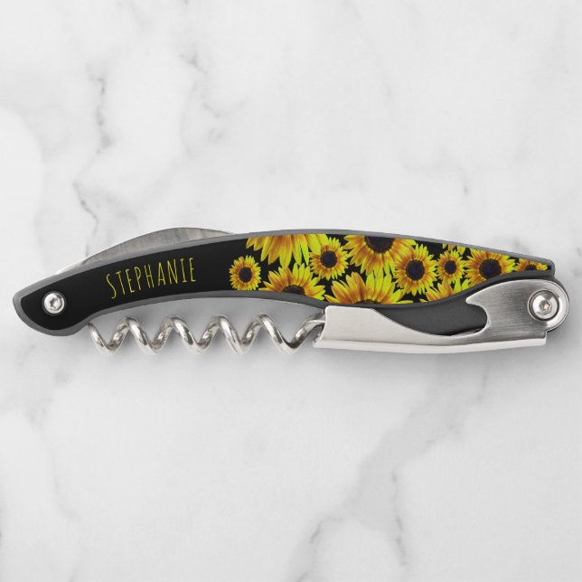 Tire-bouchon Beau Tournesol jaune vif - Personnalisé (Dos)