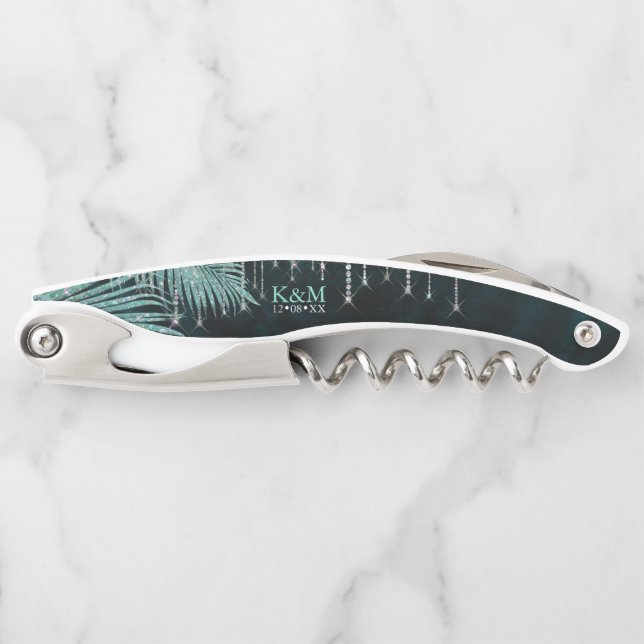 Tire-bouchon Bijoux Palm Feuille de mariage ID Turquoise830 (Devant)
