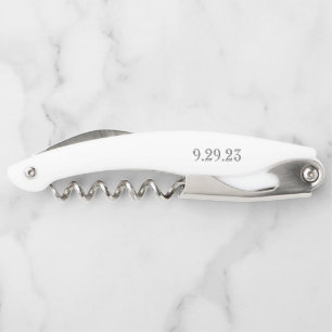 Tire-bouchon Cadeau de mariage DATE NOM Classique Noir Blanc