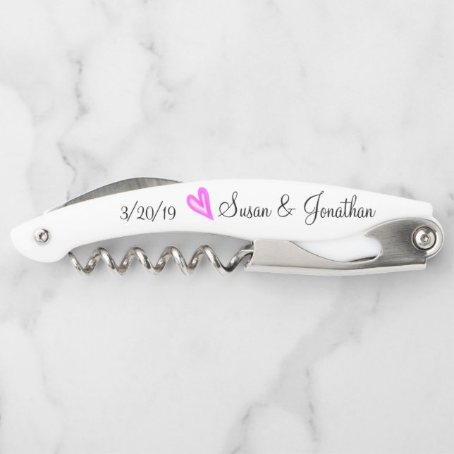 Tire-bouchon Cadeau de Mariage Mariée Marié Coeur Mariés (Dos)
