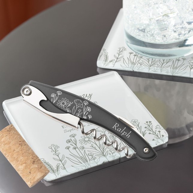 Tire-bouchon Cadeau de mariage personnalisé Fleur sauvage simpl (Wildflower Wedding Party Gift to personalize for your groomsmen, father of the bride etc ..)