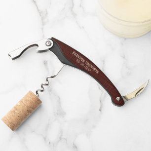 Tire-bouchon Chic Élégant Motif Tissé Bourgogne Rouge Foncé