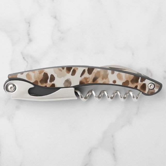 Tire-bouchon Cocoa Brown Cream Leopard Animal Print (Devant)