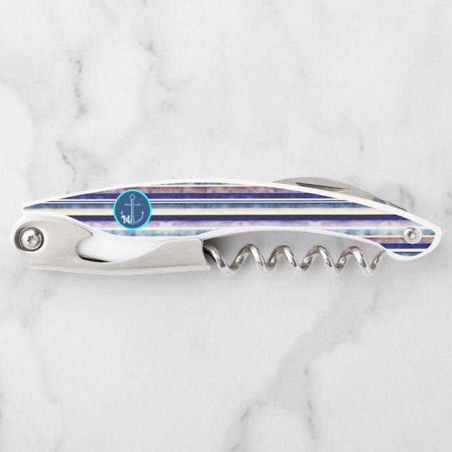 Tire-bouchon Collection populaire Summer Navy Blue Boat Stripes (Devant)