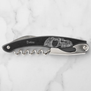 Tire-bouchon Cool Gothique Moitié Crâne Noir et Blanc Grunge