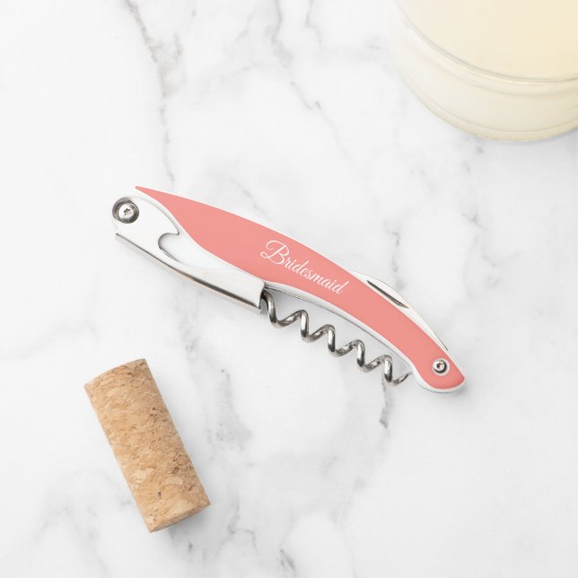 Tire-bouchon Coral Mariage personnalisé Bridesmaid (Devant)