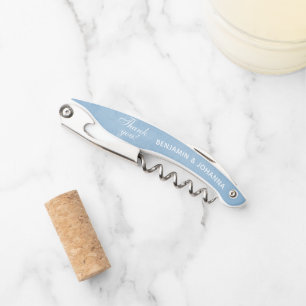 Tire-bouchon Cornflower Blue Custom Wedding Merci Faveurs