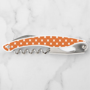 Tire-bouchon Croix blanche coutures sur orange brûlé
