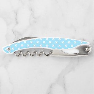 Tire-bouchon Croix blanche sur le bleu bébé