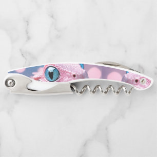 Tire-bouchon Cuisine Petit Lézard Rose aux Grands Yeux Bleus