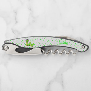 Tire-bouchon Cute Vibrant Vert sourire serpent Pois