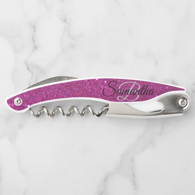 Tire-bouchon de serveur en paillettes à monogramme (Dos)