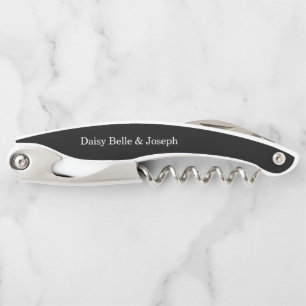 Tire-bouchon Elégant Noir & Blanc Mariage Favoriser