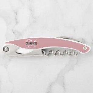 Tire-bouchon Élégant nom de monogramme rose vintage Vis-bouch