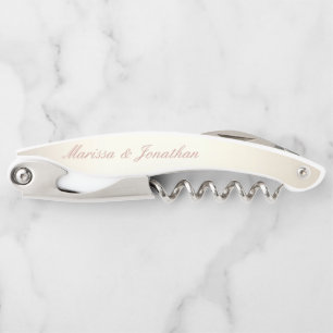 Tire-bouchon Élégant Rose Gold Calligraphie Champagne Mariage