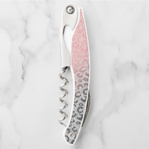 Tire-bouchon Elegant Rose Gold & Silver Glitter Leopard Print