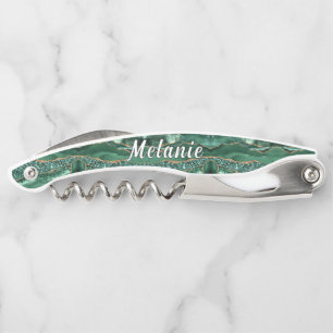 Tire-bouchon Emerald Green Gold Waiter's Corkvis Nom personnali