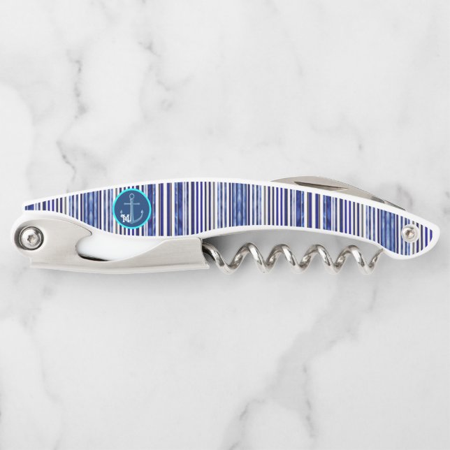 Tire-bouchon Été Moderne Marine Blue Boat Stripes Collection (Devant)
