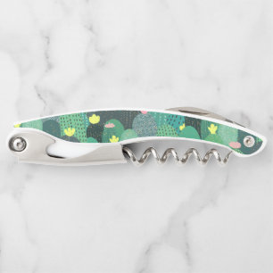 Tire-bouchon Été Vert Turquoise Cactus Gold points Design migno