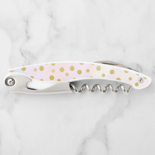 Tire-bouchon Faux Gold Confetti sur Aquarelle rose