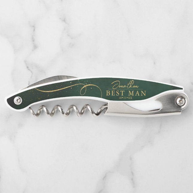 Tire-bouchon Fine Lines Gold Abstrait Mariage Best Man ID867 (Dos)