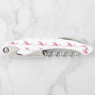 Tire-bouchon Flamant rose Aquarelle tendance Oiseau d'été