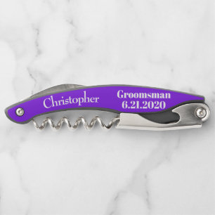 Tire-bouchon Groomsman Violet Noir Mariage Faveur
